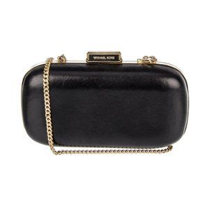 Michael Kors Elsie Dome Clutch Black Leather Crossbody Bag